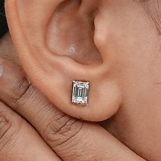 Emerald Lab Grown Diamond Stud Earring