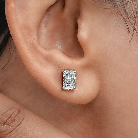 Radiant Lab Grown Diamond Stud Earring