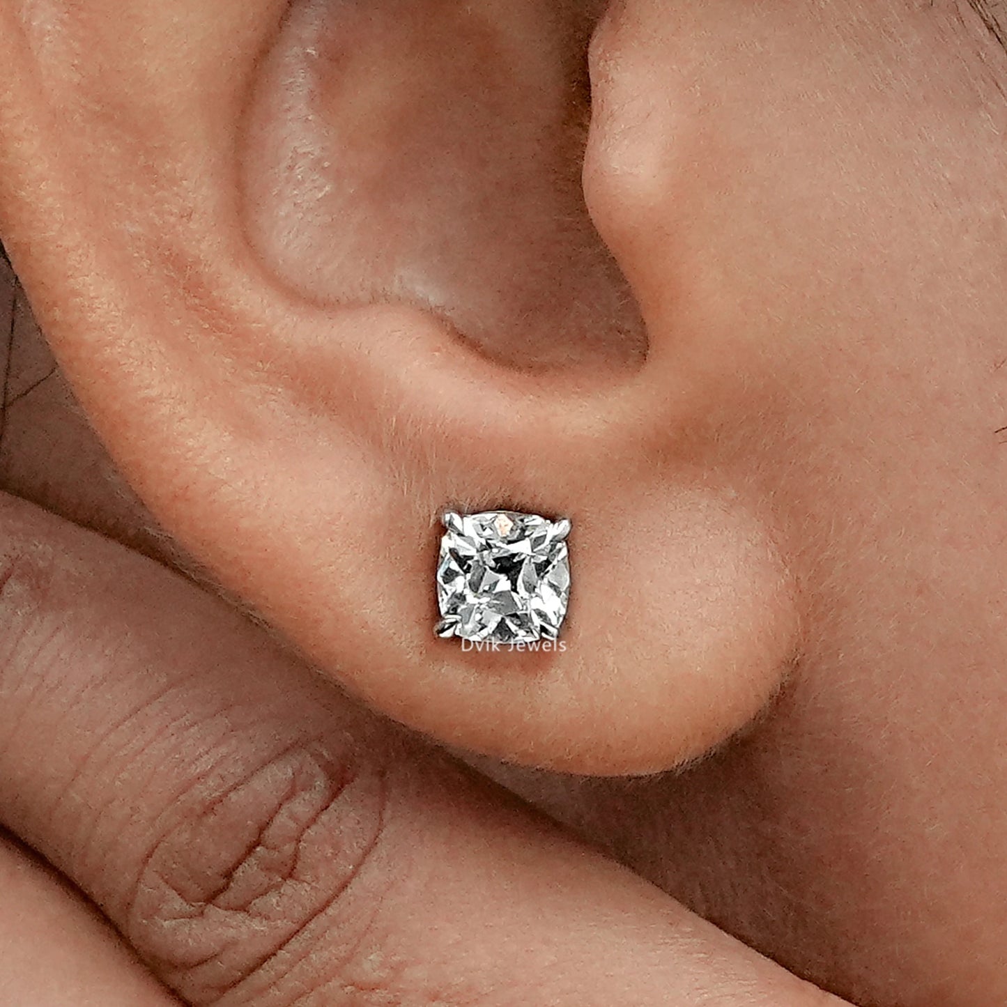 Square Old Mine Cushion Lab Diamond Stud Earrings