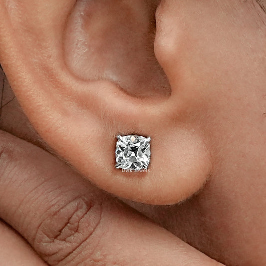 Square Old Mine Cushion Lab Diamond Stud Earrings