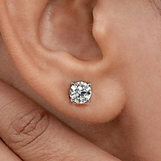 Old European Round Lab Diamond Stud Earrings