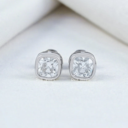 Square Old Mine Cushion Cut Lab Diamond Earrings
