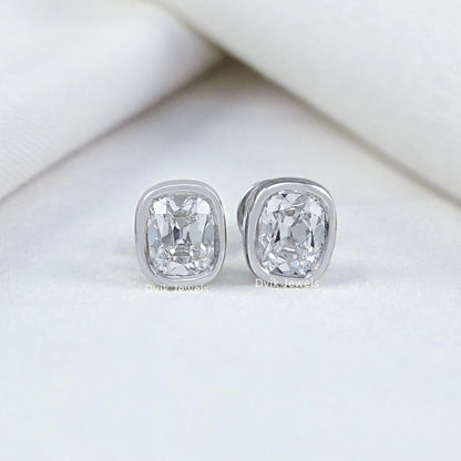 Old Mine Cushion Cut Lab Diamond Stud Earrings