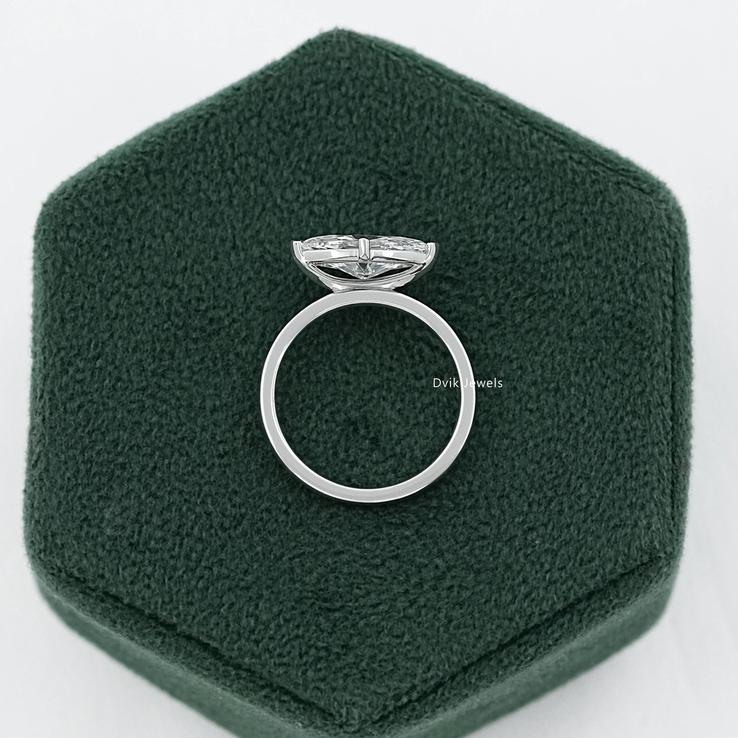 Half Bezel East West Marquise Cut Diamond Ring