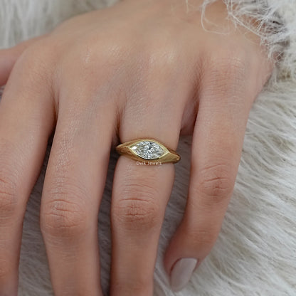 East West Marquise Diamond Matte Finish Brushed Ring
