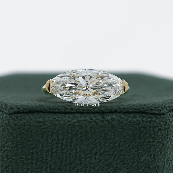 East West Moval Diamond Engagement Ring