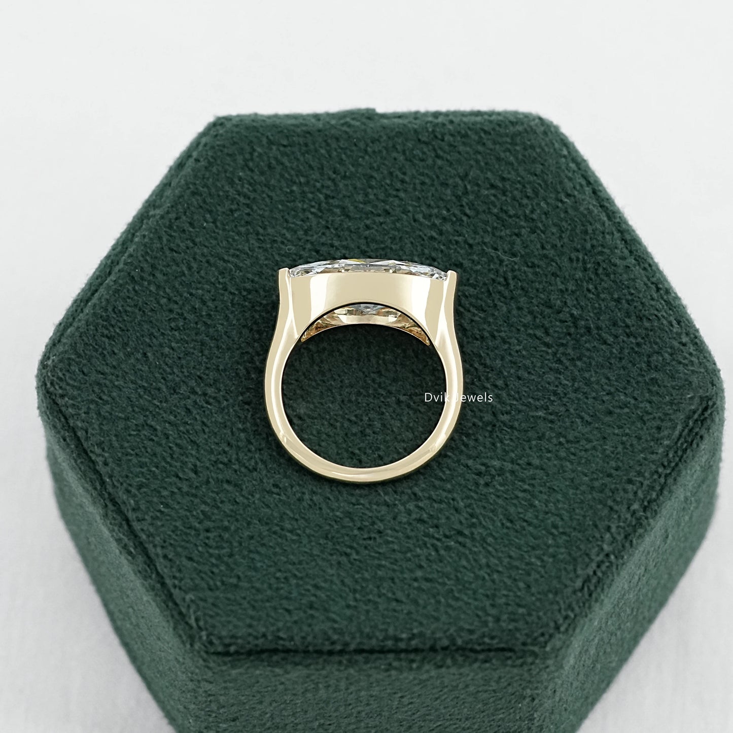 East-West Moval Cut Diamond Solitaire Ring