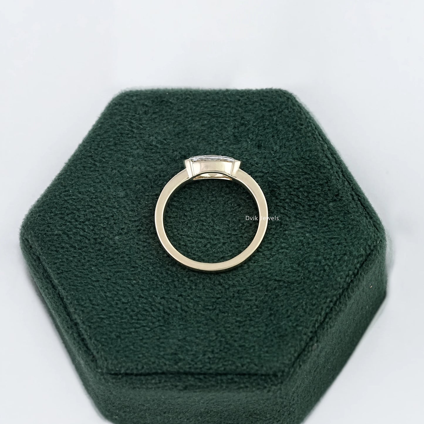 East West Set Old Mine Moval Cut Lab Diamond Solitaire Accent Ring