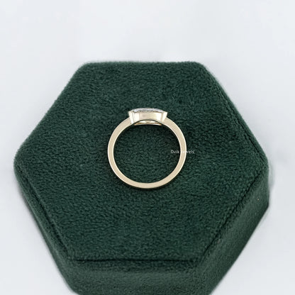 East West Set Old Mine Moval Cut Lab Diamond Solitaire Accent Ring