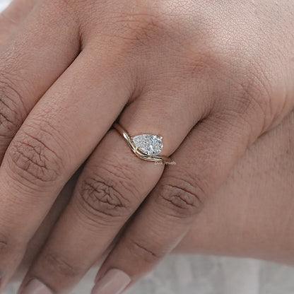 East West Pear Cut Lab Diamond Solitaire Ring
