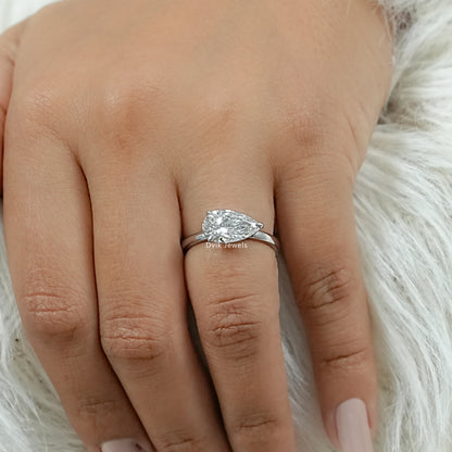 East West Pear Diamond Engagement Ring