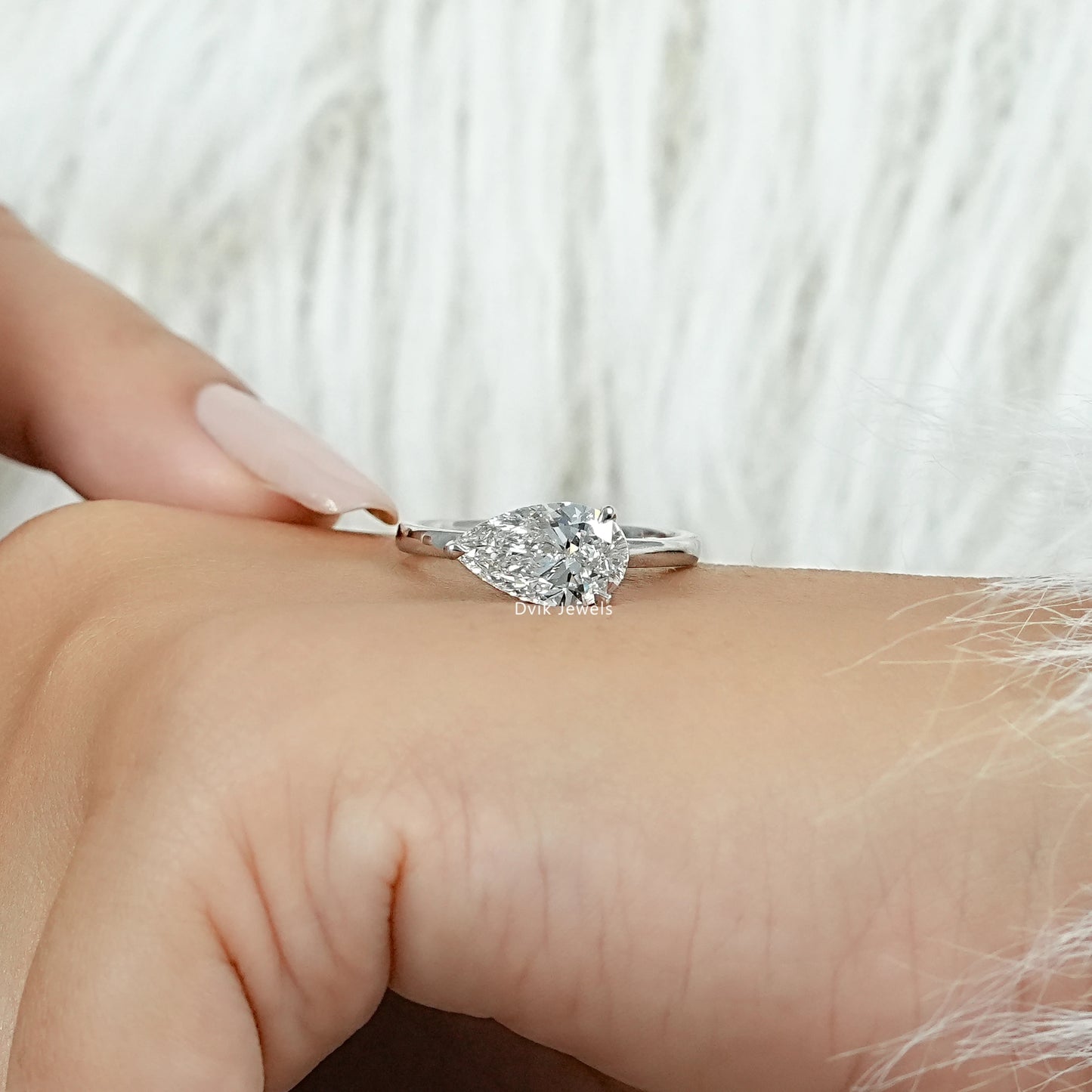 East West Pear Diamond Engagement Ring