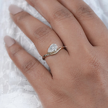 East West Pear Cut Lab Diamond Solitaire Ring