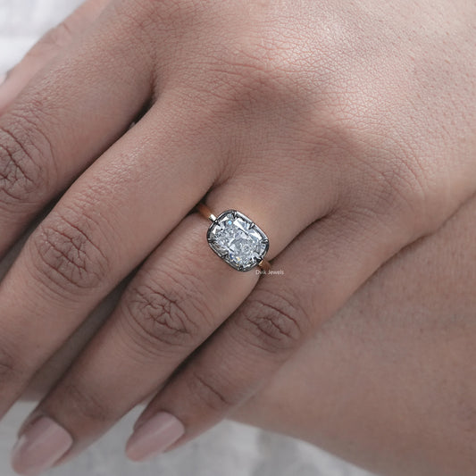 East West Radiant Cut Lab Diamond Solitaire Ring
