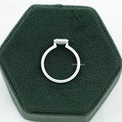 Bezel Set East-West Emerald Cut Engagement Ring