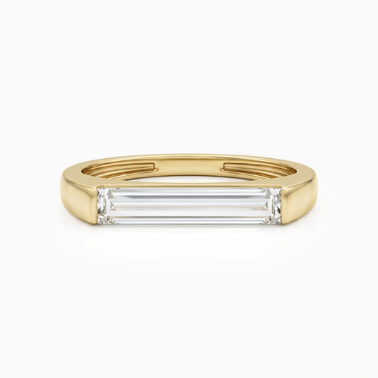 East-West Baguette Lab Diamond Solitaire Ring Ring