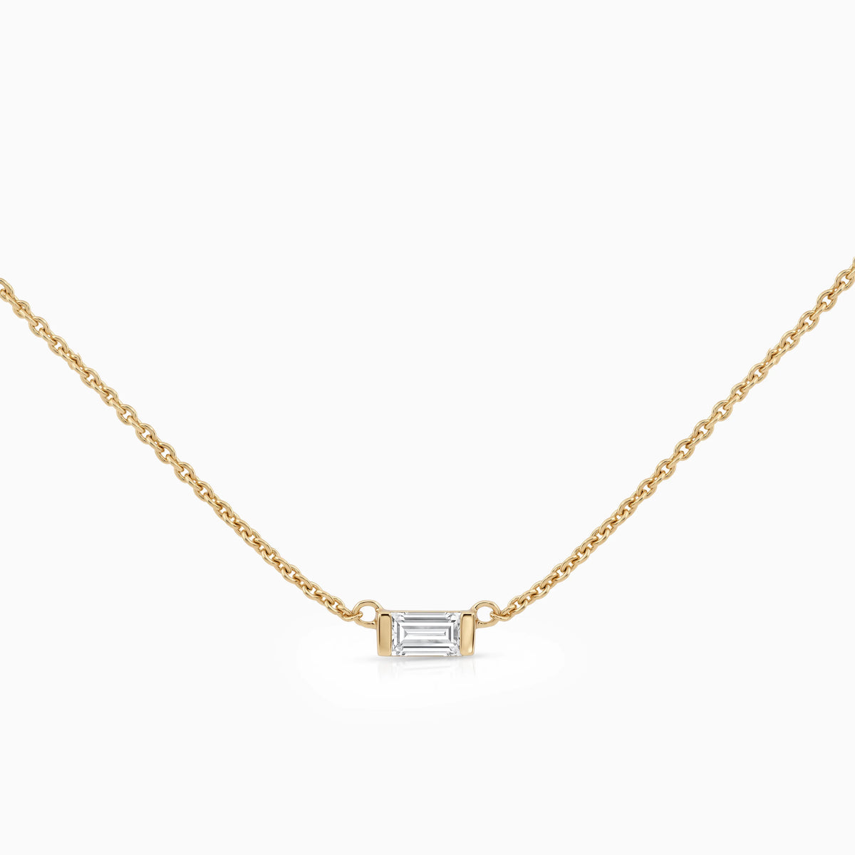 East West Baguette Lab Diamond Solitaire Pendant Pendant