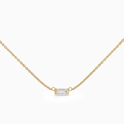East West Baguette Lab Diamond Solitaire Pendant Pendant