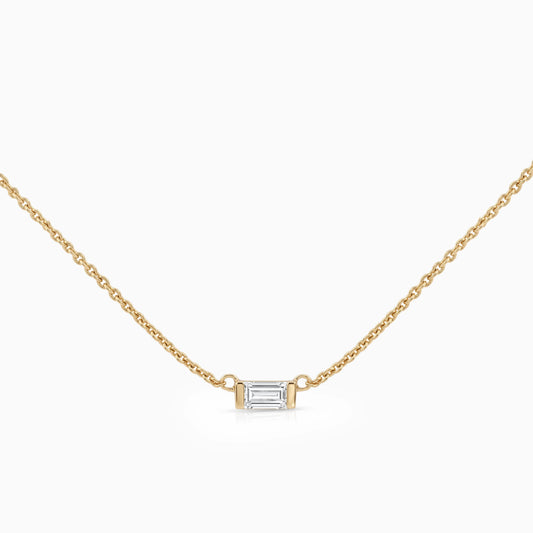 East West Baguette Lab Diamond Solitaire Pendant Pendant