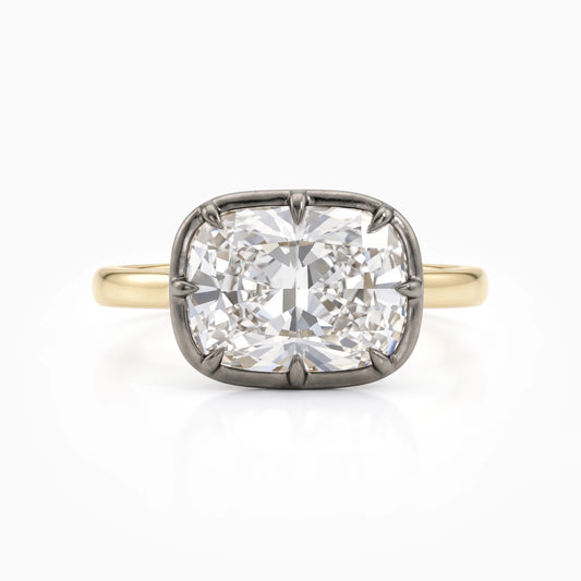 East West Cushion Cut Lab Diamond Solitaire Ring Ring