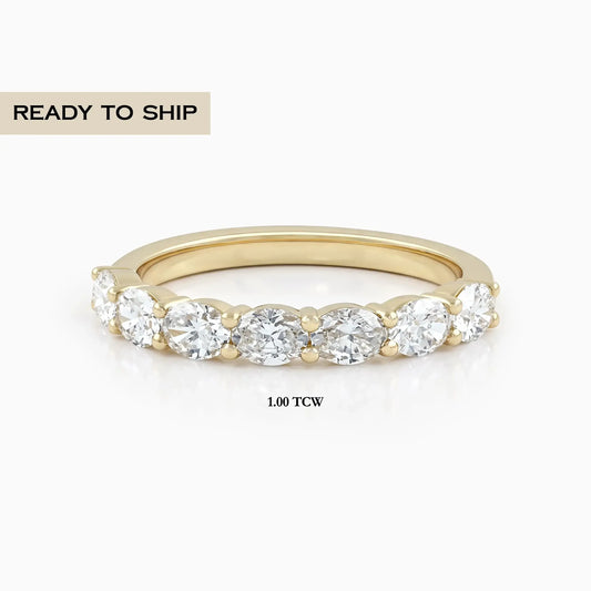 East West Oval Diamond Seven Stone Band