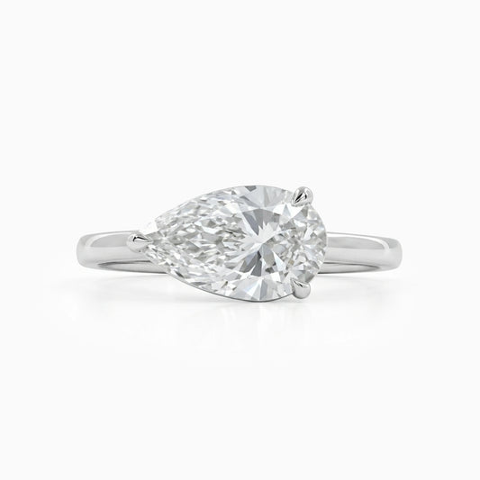 East West Pear Diamond Engagement Ring