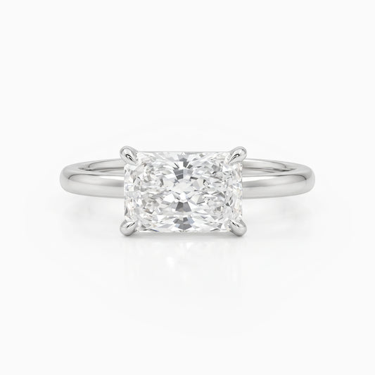 East West Radiant Cut Solitaire Engagement Ring