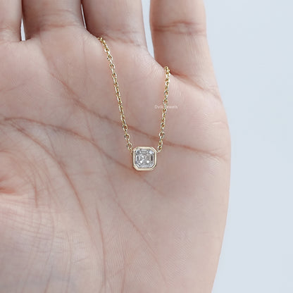 Asscher Cut Lab Grown Bezel Set Pendant