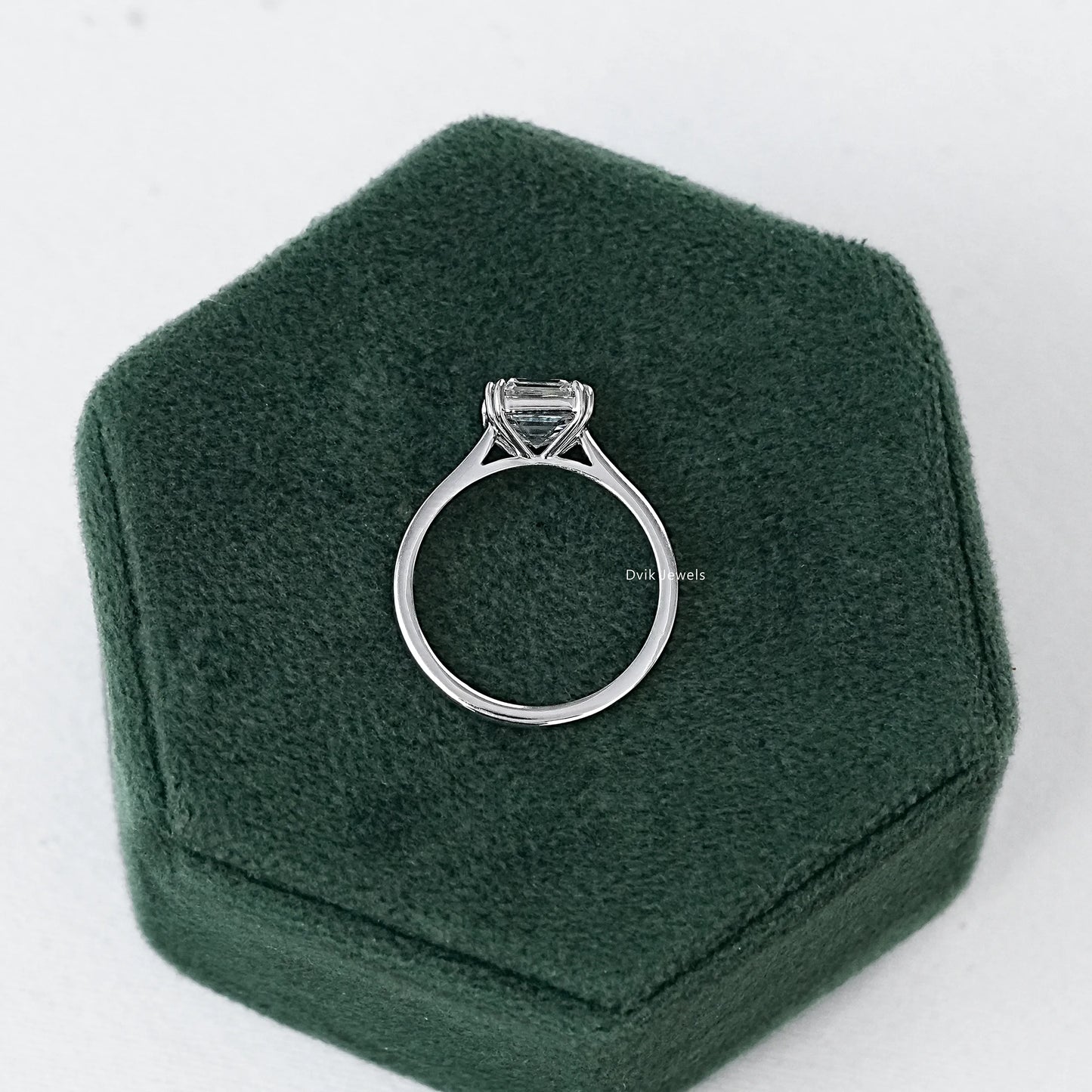 Lab Grown Square Emerald Cut Solitaire Ring