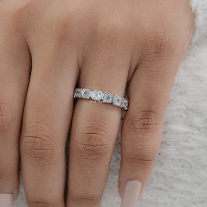 Bezel Set Asscher Cut Lab Diamond Full Eternity Band