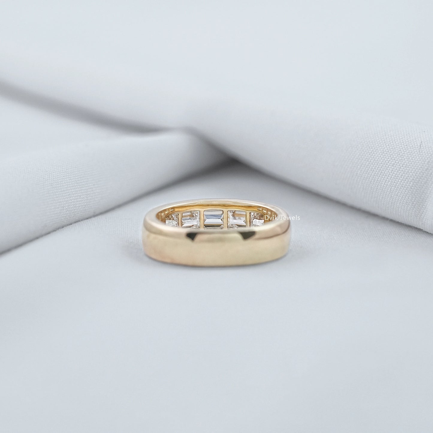 Baguette Cut Lab Diamond Channel Set Wedding Band