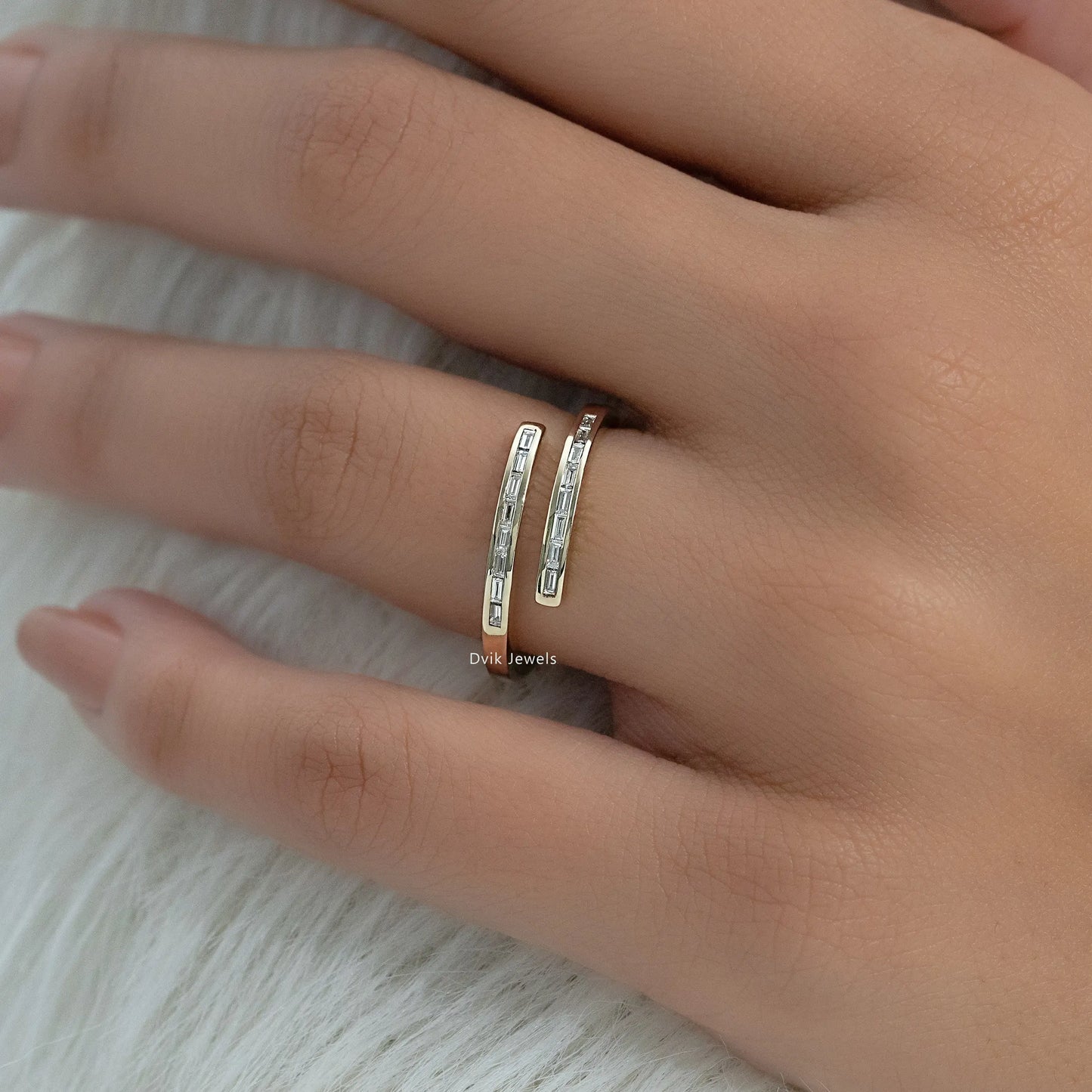 Open Wrap Baguette Cut Lab Diamond Ring Ring
