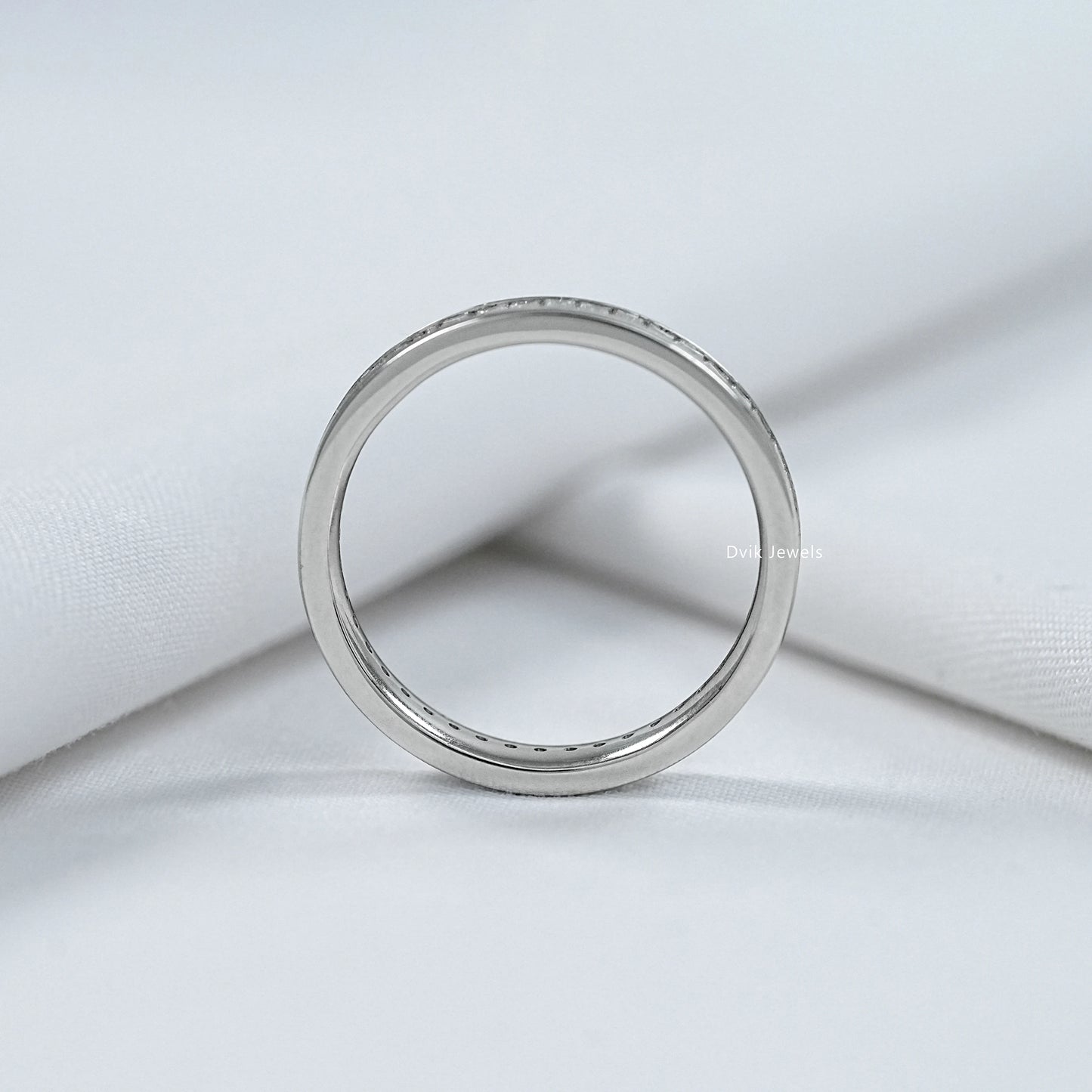 Channel Set Baguette Cut Lab Diamond Wedding Band Band