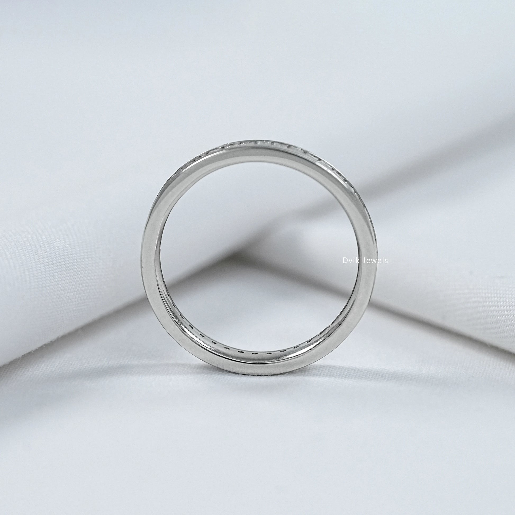 Channel Set Baguette Cut Lab Diamond Wedding Band Band