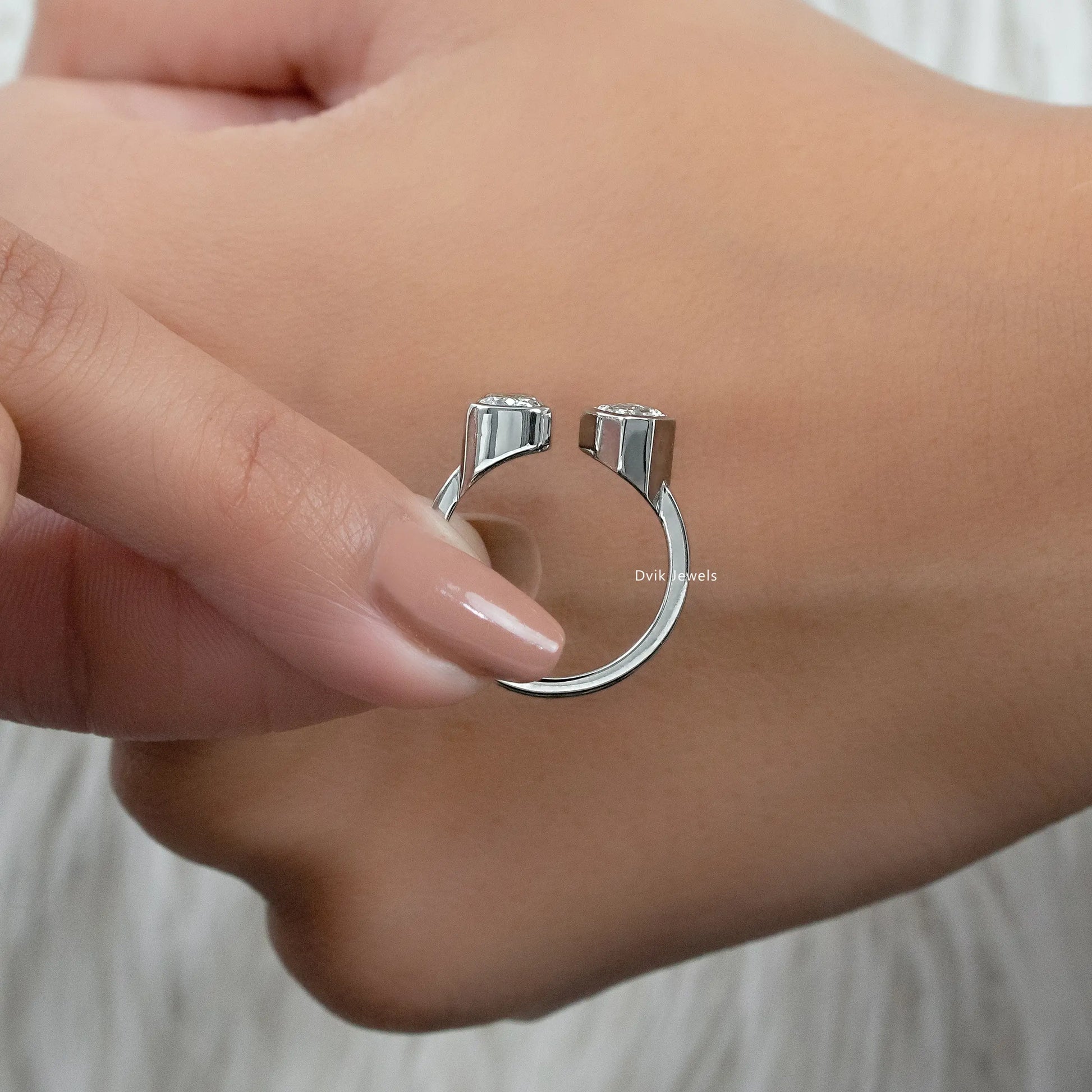 Criss Cut & Step Cut Moval Lab Diamond Toi Moi Ring Ring