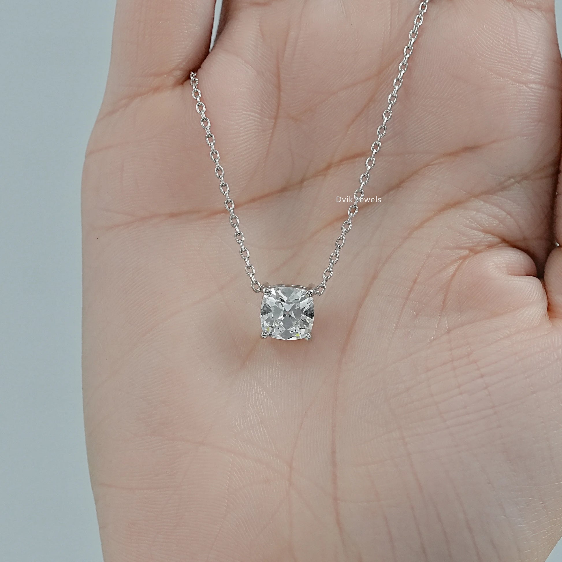 Square Old Mine Cushion Cut Lab Diamond Solitaire Pendant Pendant