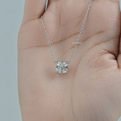 Square Old Mine Cushion Cut Lab Diamond Solitaire Pendant Pendant