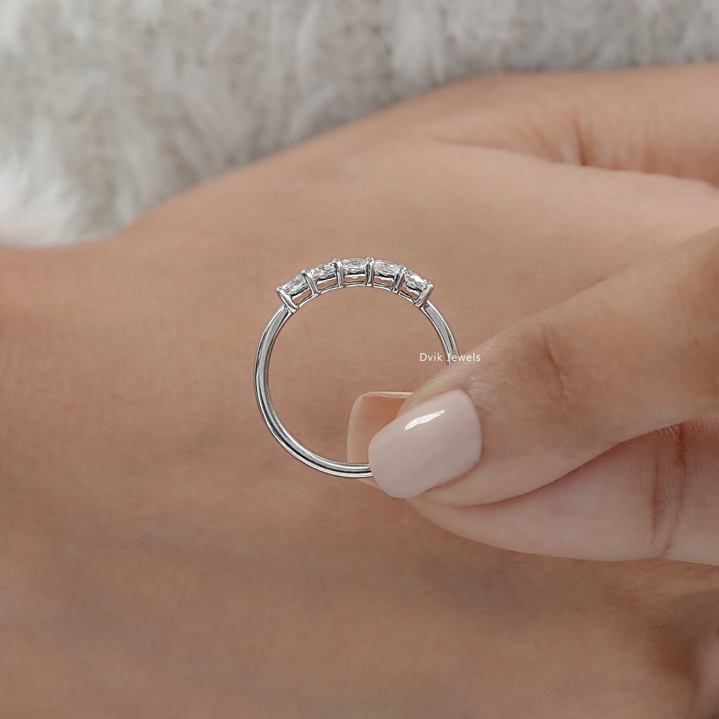 Cushion Cut Five Stone Lab Diamond Ring