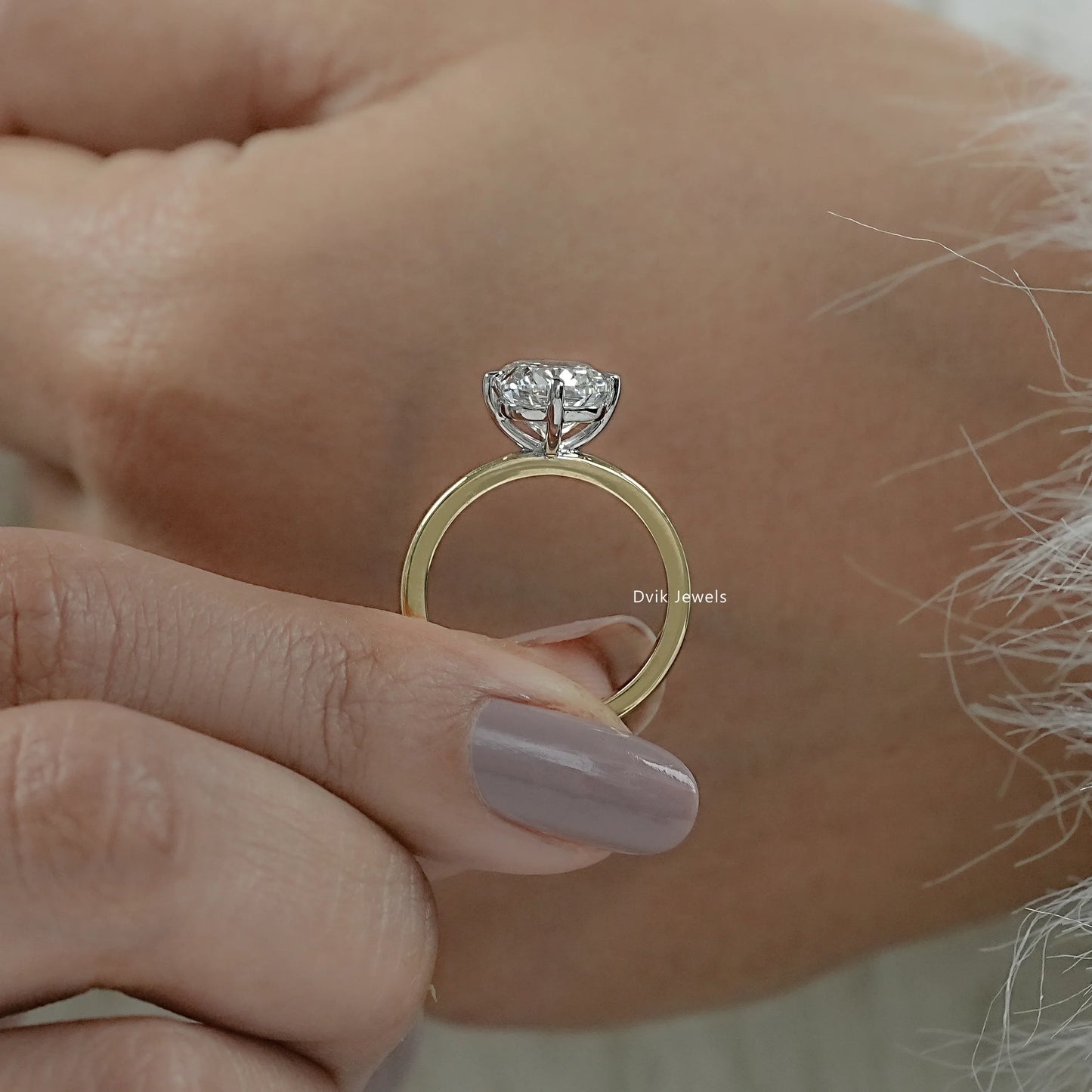 Four Prong Cushion Cut Lab Diamond Engagement Ring