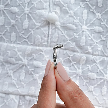 Pear And Round Diamond Curved Dainty Ring