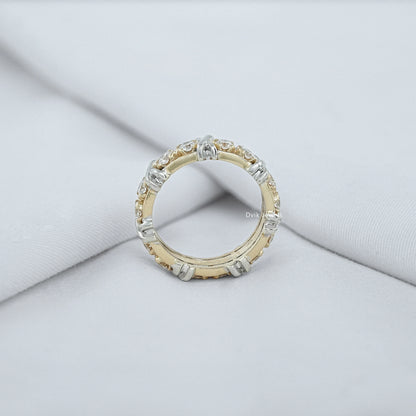 Round Diamond Band with Criss Cross Pattern