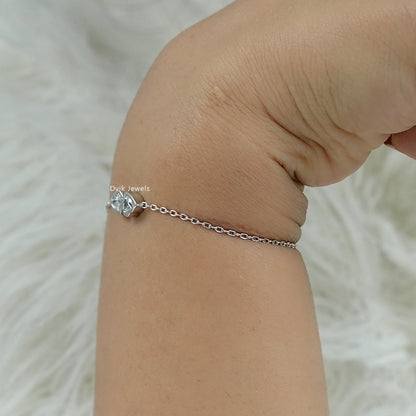 Double Heart Cut Lab Diamond Chain Bracelet