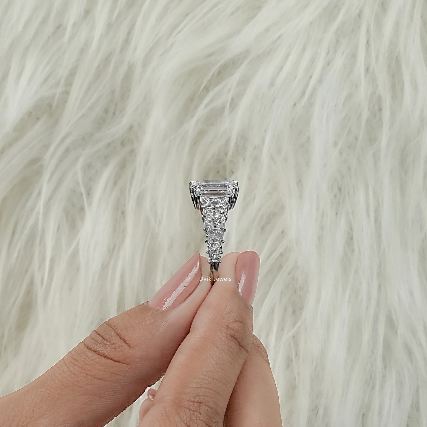 Emerald Cut & French Trapezoid Diamond Accent Ring