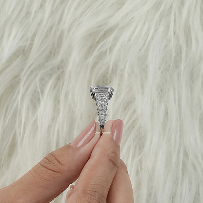 Emerald Cut & French Trapezoid Diamond Accent Ring