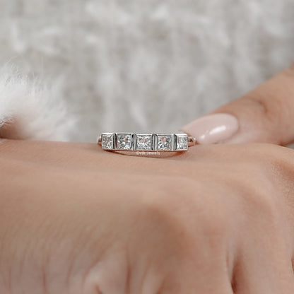 Five Stone Princess Cut Lab Diamond Ring