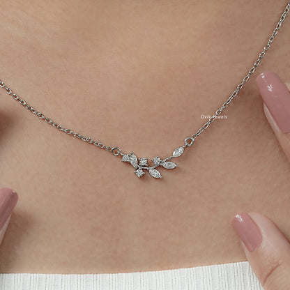 Marquise Cut Minimalist Leaf Diamond Pendant