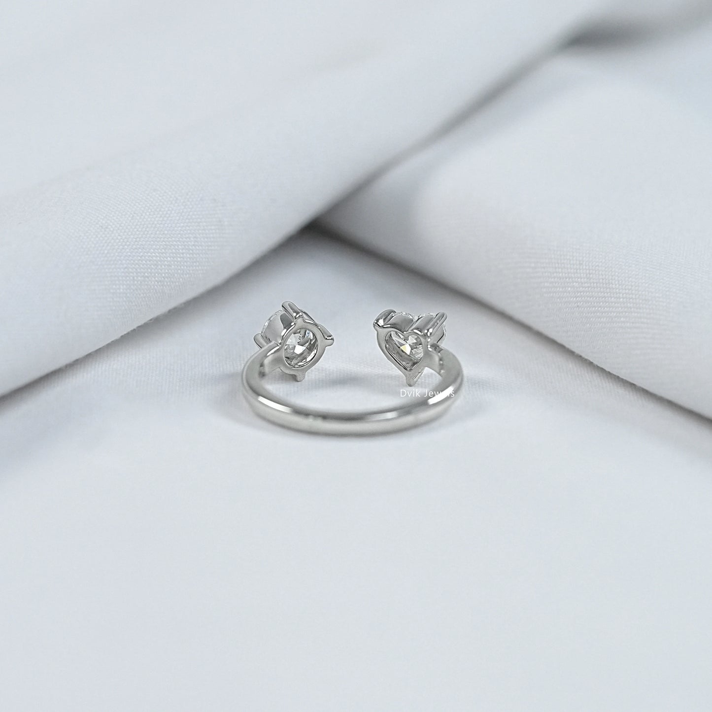 Heart and Round Cut Lab Diamond Toi Moi Engagement Ring