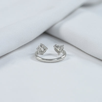 Heart and Round Cut Lab Diamond Toi Moi Engagement Ring