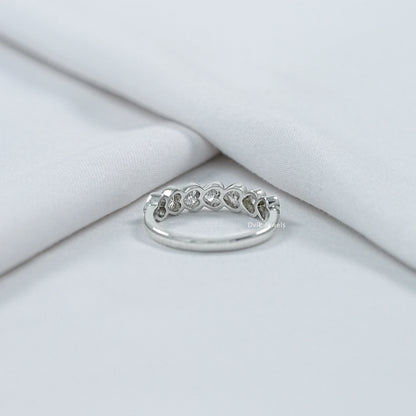 Bezel Set Heart Cut Lab Diamond Half Eternity Band