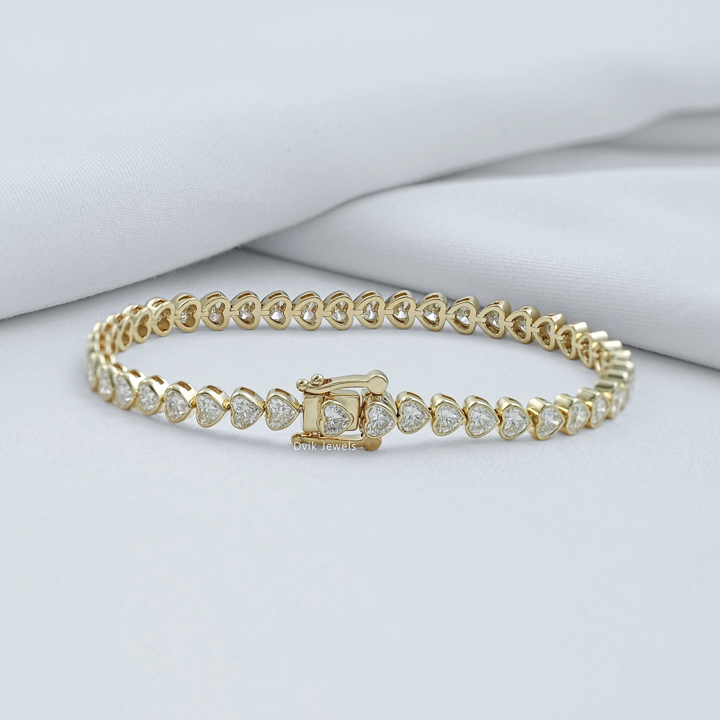 Bezel Set Heart Cut Lab Diamond Tennis Bracelet Bracelet